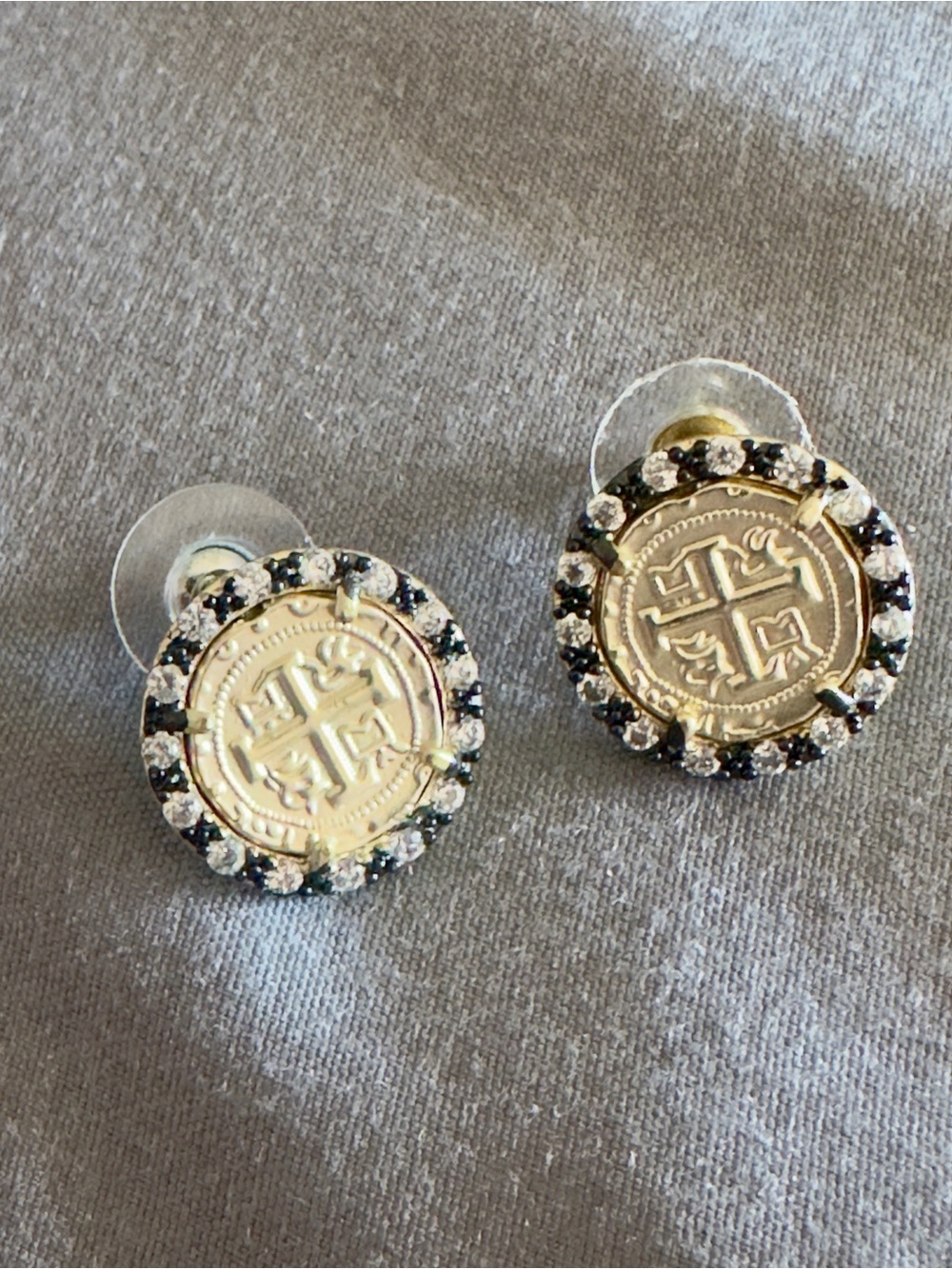 Matte Gold Spanish Coin Replica Earrings